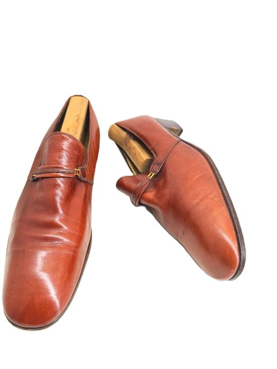 VTG Tanino Crisci Cognac Brown Slender Horsebit Men\'s Loafer Shoes Size 8 main image 10
